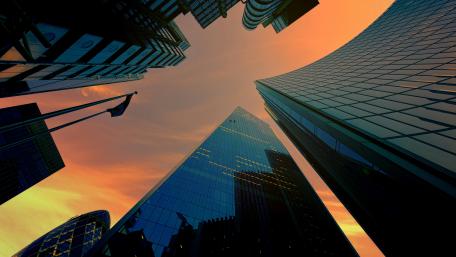 City Sunrise Skyscrapers wallpaper