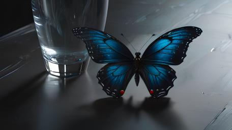 Ethereal Blue Butterfly Art wallpaper