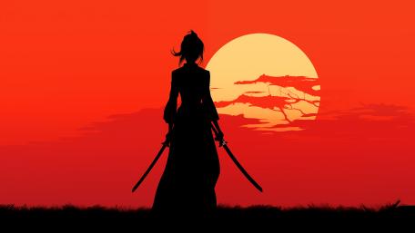 Samurai Girl at Sunset wallpaper