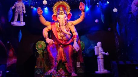 Divine Ganpati in a Cosmic Realm wallpaper