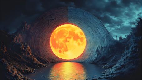 Ethereal Moon Portal in Abstract Art wallpaper