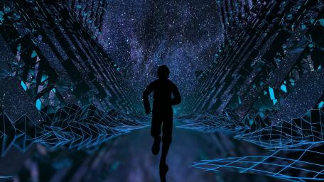 Digital Runner in Neon Universe wallpaper