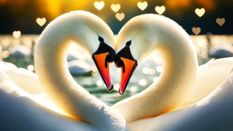 Swans in love wallpaper