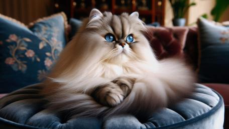 Persian Cat on a cushion wallpaper