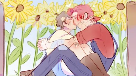 Love in the Sunflower Field wallpaper