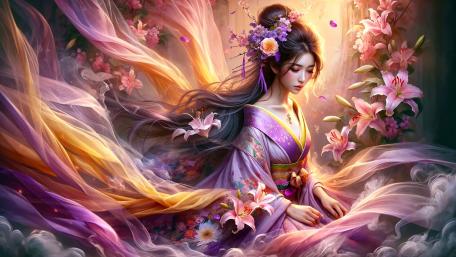 Ethereal Geisha Dreamscape wallpaper