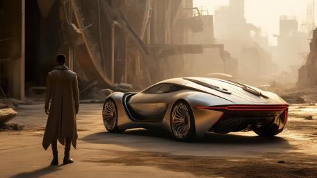 Future Racer in Post-Apocalyptic World wallpaper