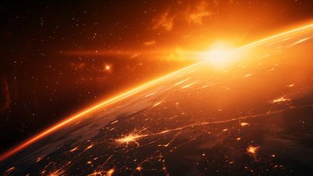 Ethereal Sunrise Over Earth in Space wallpaper