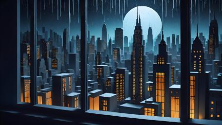 Enchanted Cityscape Under the Moonlight wallpaper