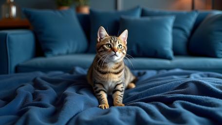 Cozy Blue Tabby Cat AI Art wallpaper