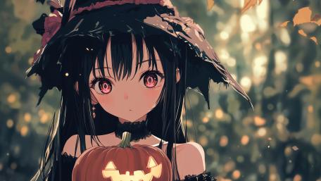 Enchanted Halloween Night Anime Style wallpaper