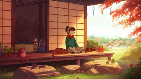 Serene Autumn Day in Anime Style wallpaper