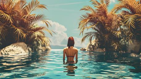 Tranquil Summer Oasis wallpaper