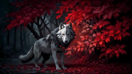 A-white-and-black-wolf wallpaper