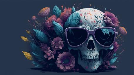 Skull with Style in Blooming Colors wallpaper