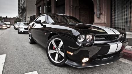 Dodge Challenger Power and Elegance Displayed in Urban Setting wallpaper