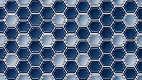 Blue and gray hexagon pattern wallpaper