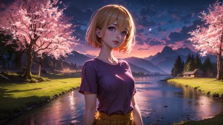 Sakura Dreams in a Serene Valley Landscape wallpaper