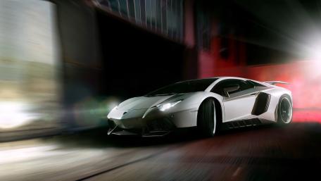 Lamborghini Aventador in Motion Dream Car Scene wallpaper
