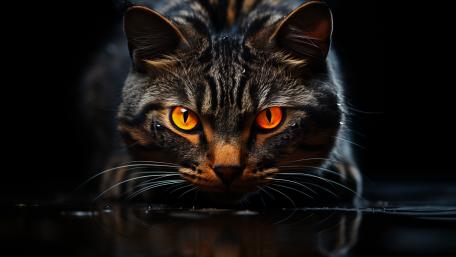 Fiery Gaze of the Tabby Cat wallpaper