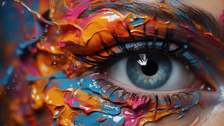 Vibrant Gaze in Colorful Chaos wallpaper