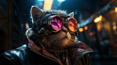 Steampunk Cat in Style: Leather and Lenses wallpaper