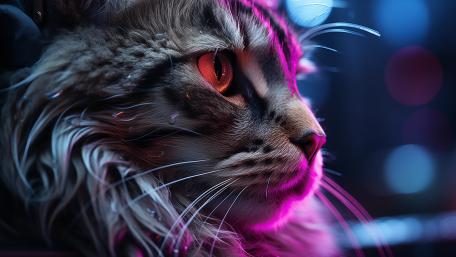 Fluffy Majesty in Neon Glow wallpaper