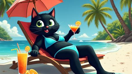 Black Cat On Beach wallpaper