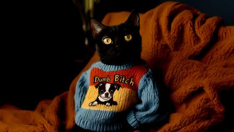 Black Cat in a Funny Sweater wallpaper
