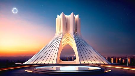 Futuristic Vision of Tehran's Iconic Landmark wallpaper