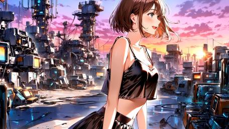 Cyber Future Serenity in Solitude wallpaper