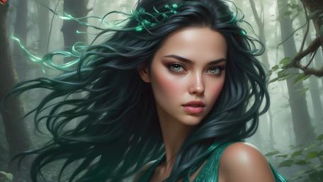 Enchanted Forest Muse: A Mystical Portrait wallpaper
