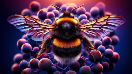 A Bumble Bee with Spread out wings wallpaper