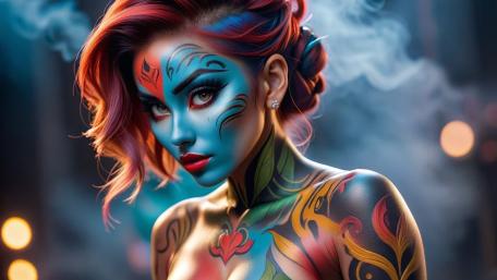 Vibrant AI Artistry in Bodypainting Creation wallpaper