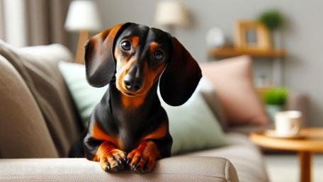 The dachshund on a couch wallpaper