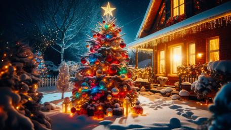 Outdoor Christmas tree wallpaper