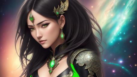 Enchanting Galactic Princess in Mystical Realm wallpaper