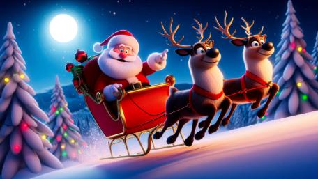 Santa on his sledge wallpaper