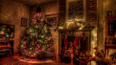 Festive Vintage Christmas Scene wallpaper