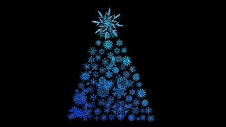 Enchanting Blue Snowflake Christmas Tree Wallpaper wallpaper