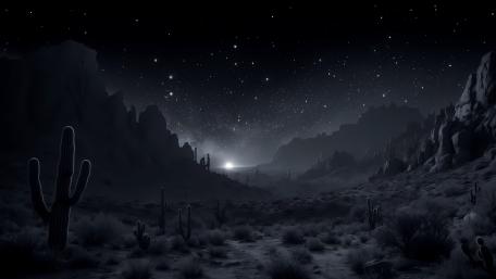 Dark Monochrome Cosmic Desert Night Sky wallpaper