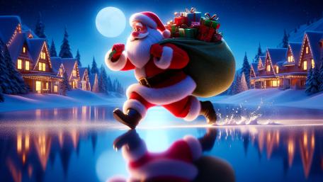 Santa busy on his deliveries wallpaper