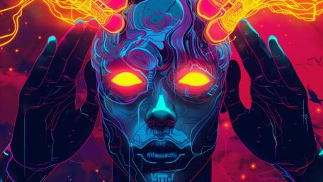 Neon Cyborg Awakening wallpaper
