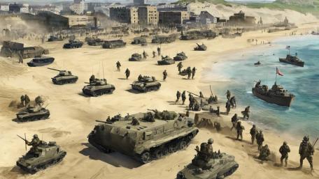 Tanks Assembling on the Shoreline wallpaper