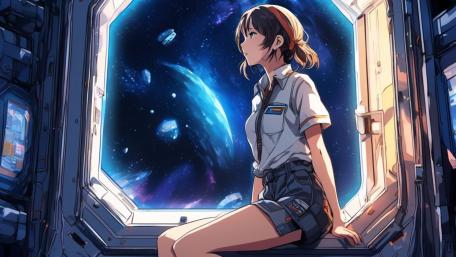 Space Odyssey with Anime Charm wallpaper