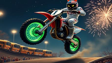 Motorcycle Adventure with a Mischievous Cat Rider wallpaper