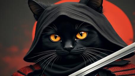 Samurai Cat's Midnight Prowl wallpaper