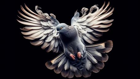 Pigeon in flight - closeup wallpaper
