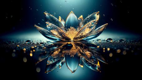 Crystal lotus on a glass surface wallpaper