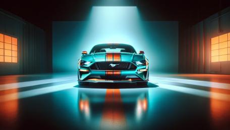 Mustang's Sleek Power in Spotlight wallpaper